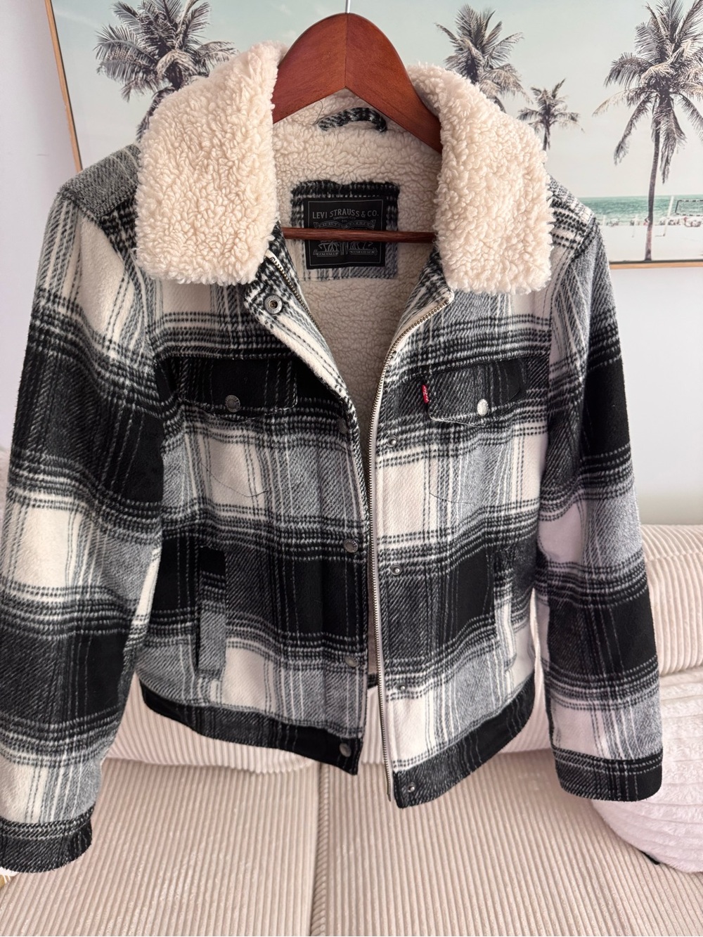 Levi's Plaid Sherpa lined trucker Jacket